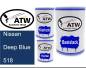 Preview: Nissan, Deep Blue, 518: 500ml Lackdose + 500ml Klarlack + 250ml Härter - Set, von ATW Autoteile West.